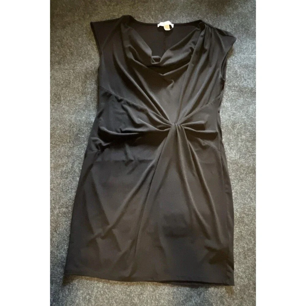 MICHAEL Michael Kors Black Draped Knot-Front Mini Dress Large